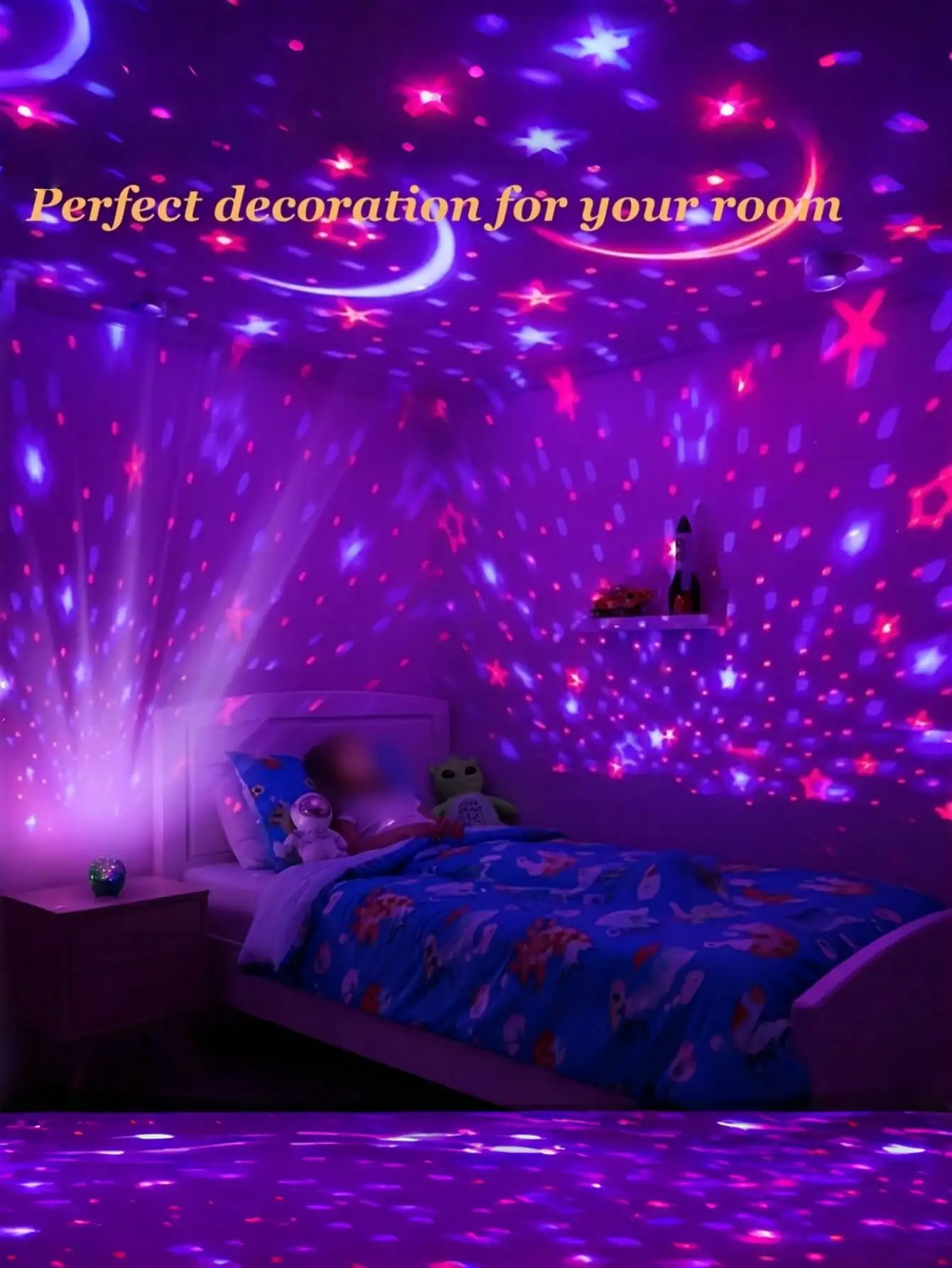 Voice Control Starry Sky Projection Lamp, Color Changing USB Night Light for Home Holiday Gift