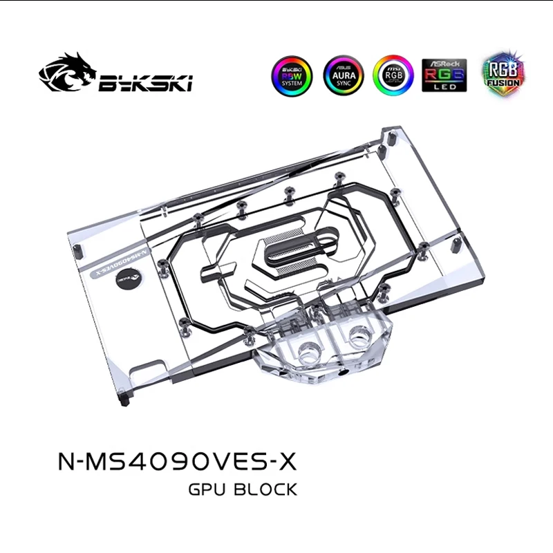 Imagem -03 - Bykski N-ms4090ves-x Bloco de Água Gpu para Msi Rtx 4090 Ventus 3x 24g oc Gráficos Casrd Watercooler 5v 3pin Argb Aura Sync