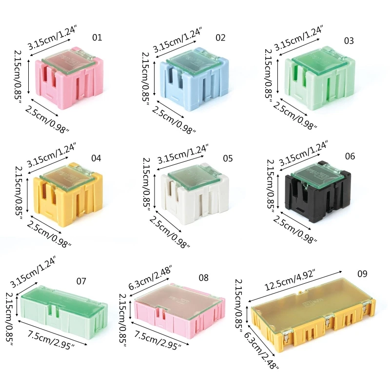 Small Plastic Storage Box with Hinged Lid Hardware for Screws Nails