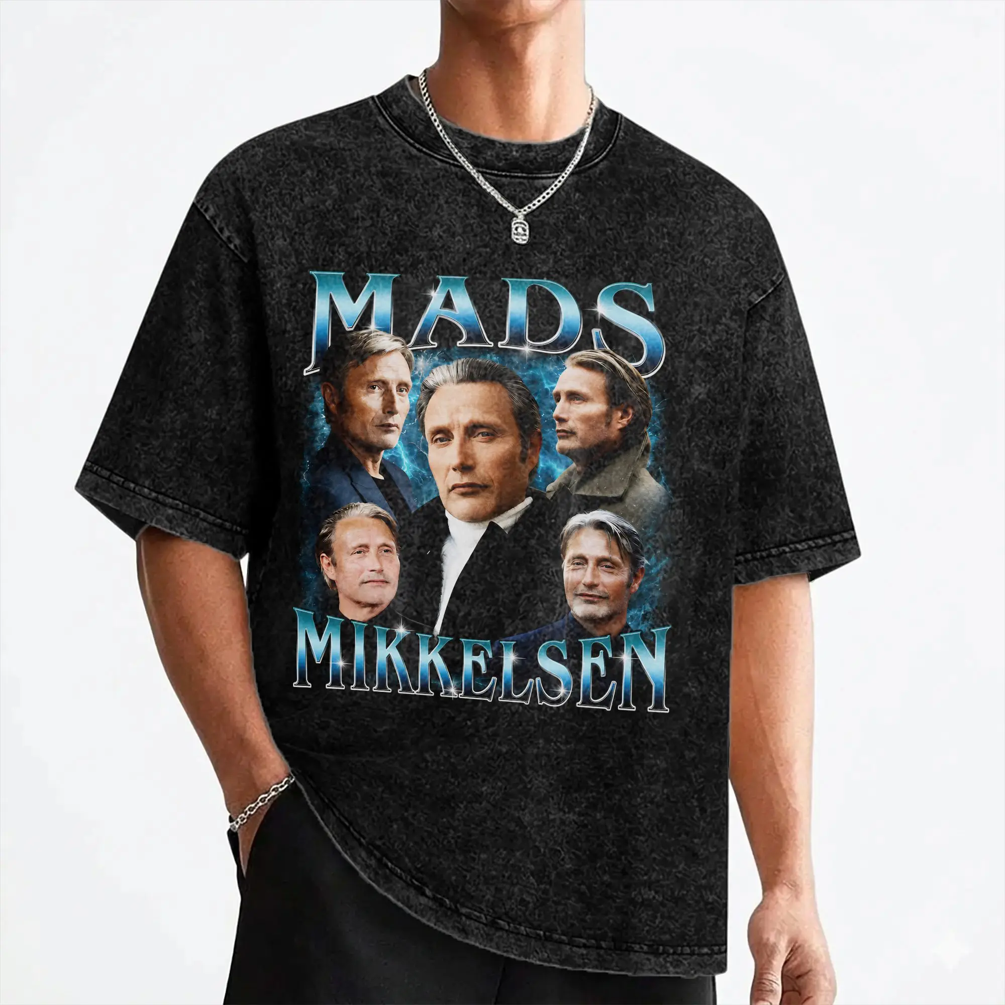 Mads Mikkelsen T Shirts Washed 100% Cotton Harajuku T-Shirts  Vintage for Men Women Streetwear Graphic Tee Shirt