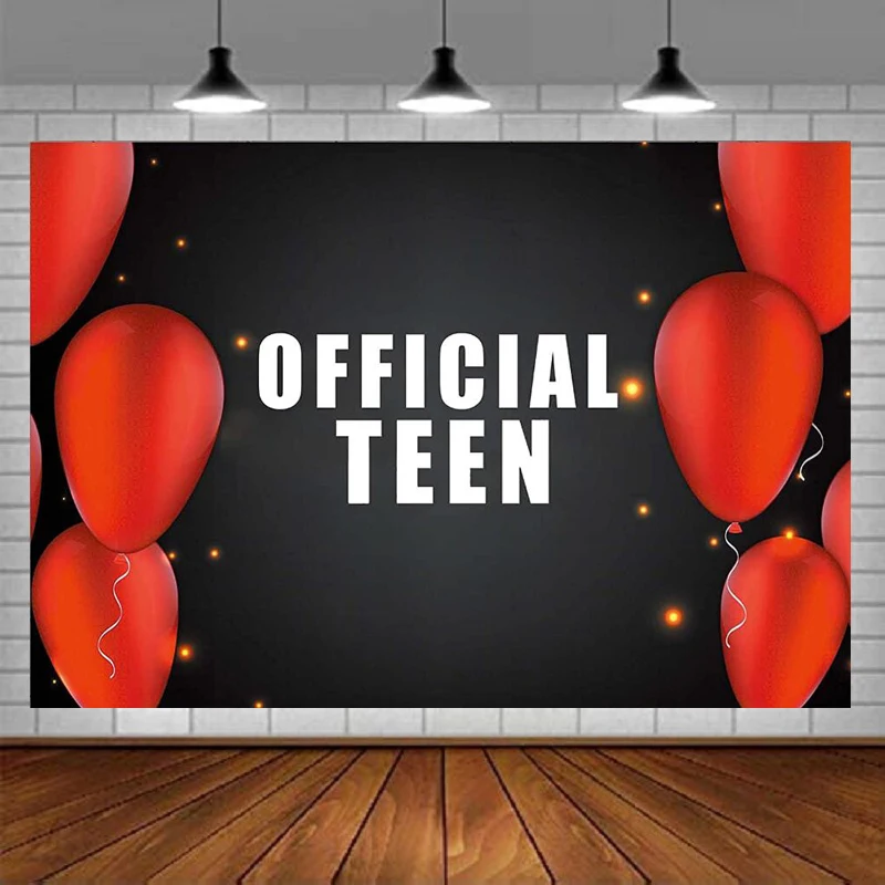 Photography Backdrop Black Red Ballons Youth Theme For Teenager Birthday Party Banner Decorations Favors Supplies Background