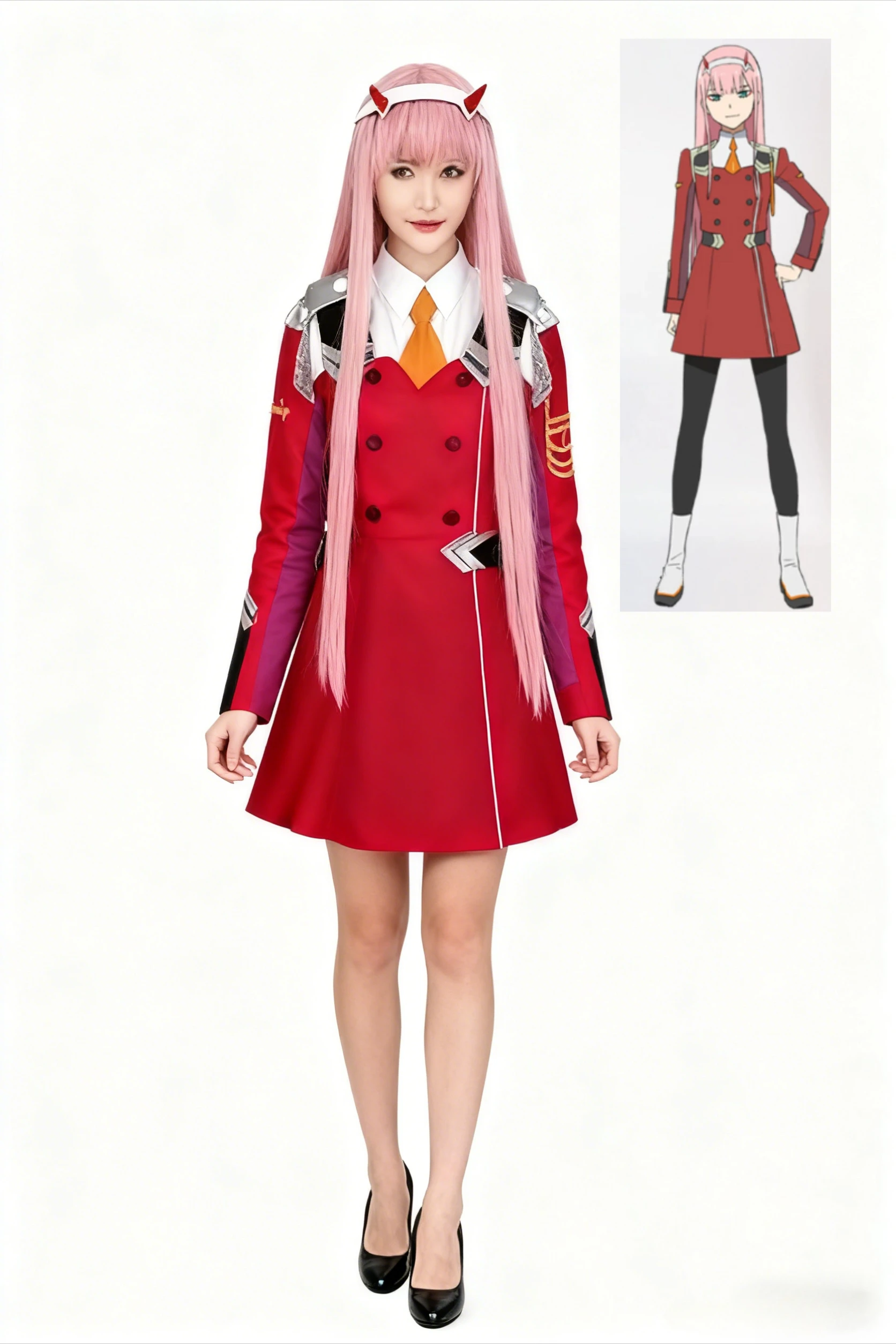 

Zero Two Cosplay Costumes Anime DARLING in The FRANXX Zero Two 02 Dress Women Cosplay Clothes Sexy Dress Headband and Wig