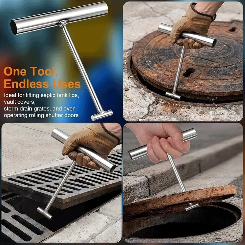 ABKY-Channel Cover Lifter Manhole Cover Hook Heavy Duty Manhole Lid Hooks For Covers