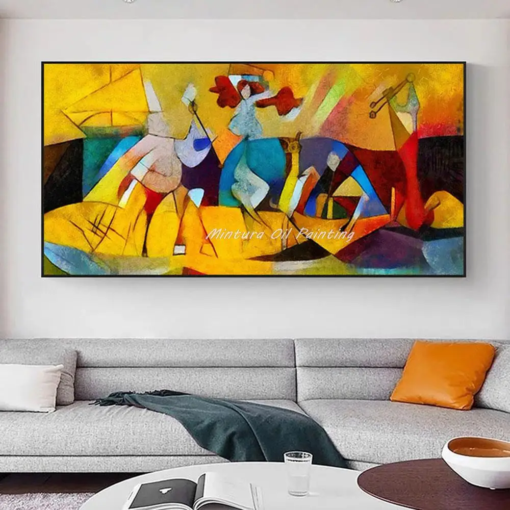 

Mintura Large Size Artwork Handpainted Texture Abstract Cartoon Oil Paintings on Canvas,Modern Hotel Decoration,Wall Art Picture