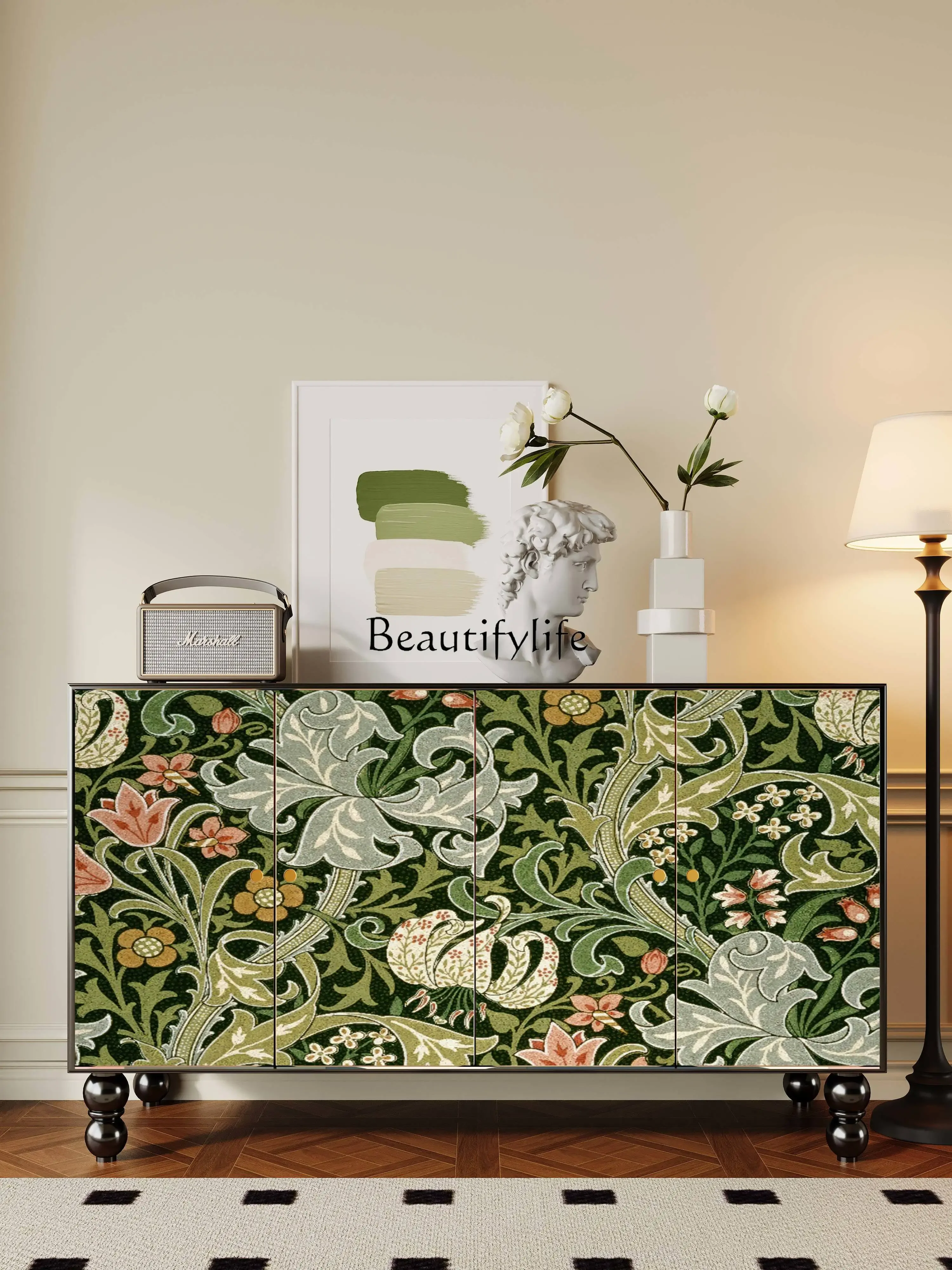

LXFrench medieval style painted entrance cabinet, facing the door, living room partition, solid wood lockerSSS