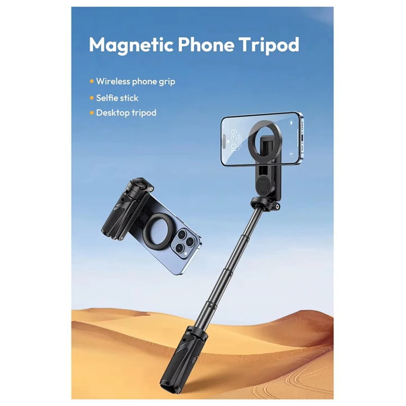 

New JJ03 Magnetic Phone Tripod Wireless Phone Grip Selfie Stick Desktop Tripod For Iphone 16 15 14 13 Pro Pro Max