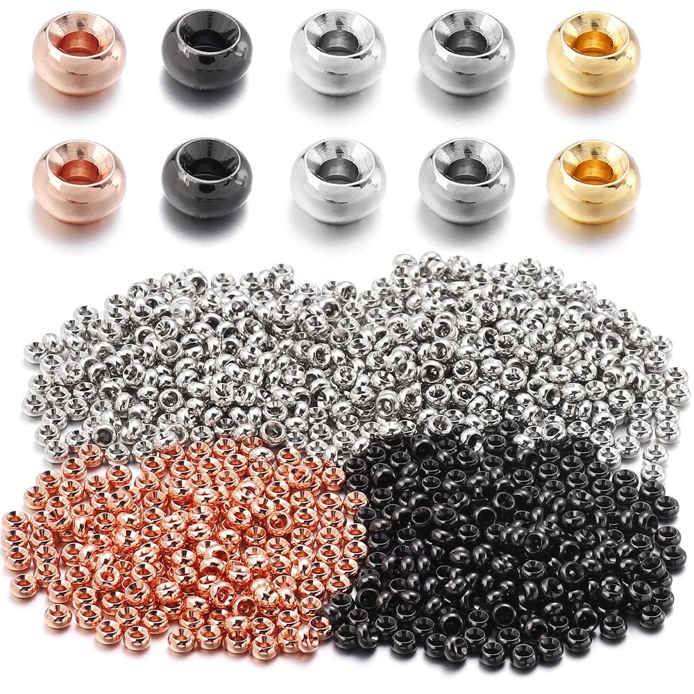 20Pcs 5/6mm Multicolor Copper Plated Beads Large Hole Beads Loose Beads For DIY Bracelet Necklace Jewelry Making Accessories