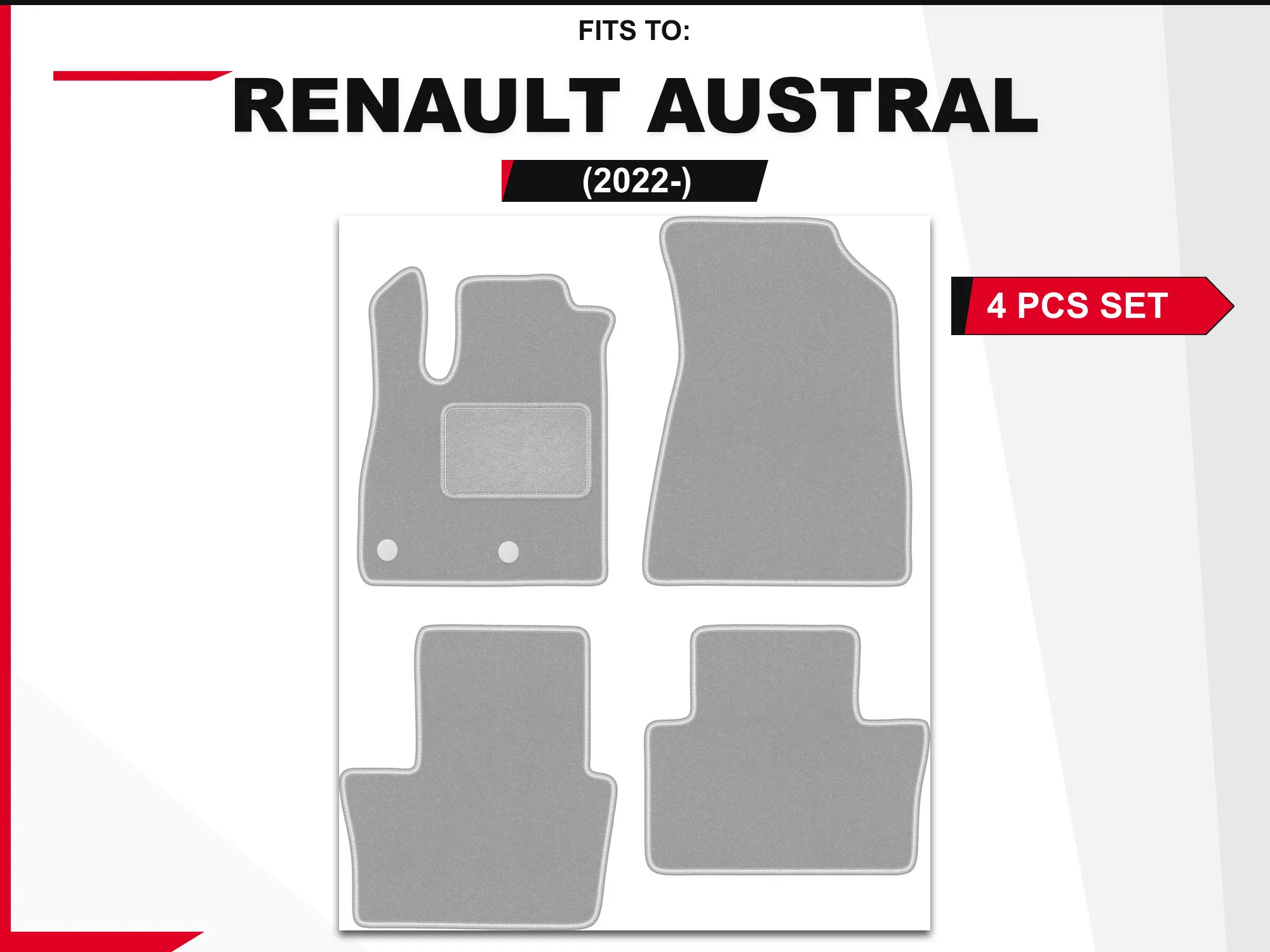 OSLO velourmatten voor: Renault Austral 2022- SUV Grijs 4 stuks