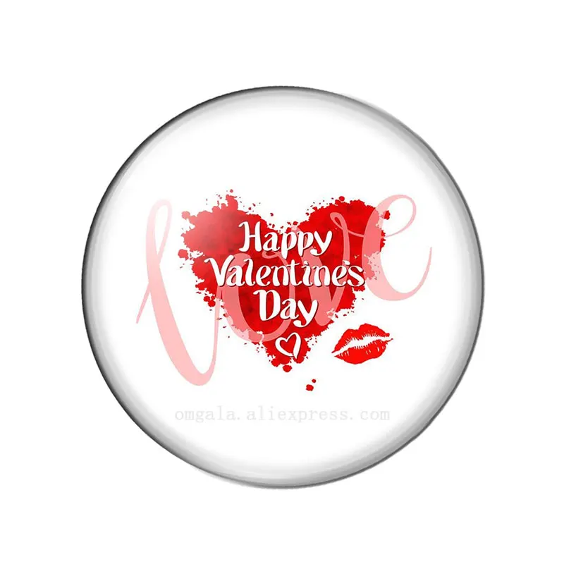 Valentine's Day Red Love Heart Pattern mixed 10pcs 12mm/18mm/20mm/25mm Round photo glass cabochon demo flat back Making findings