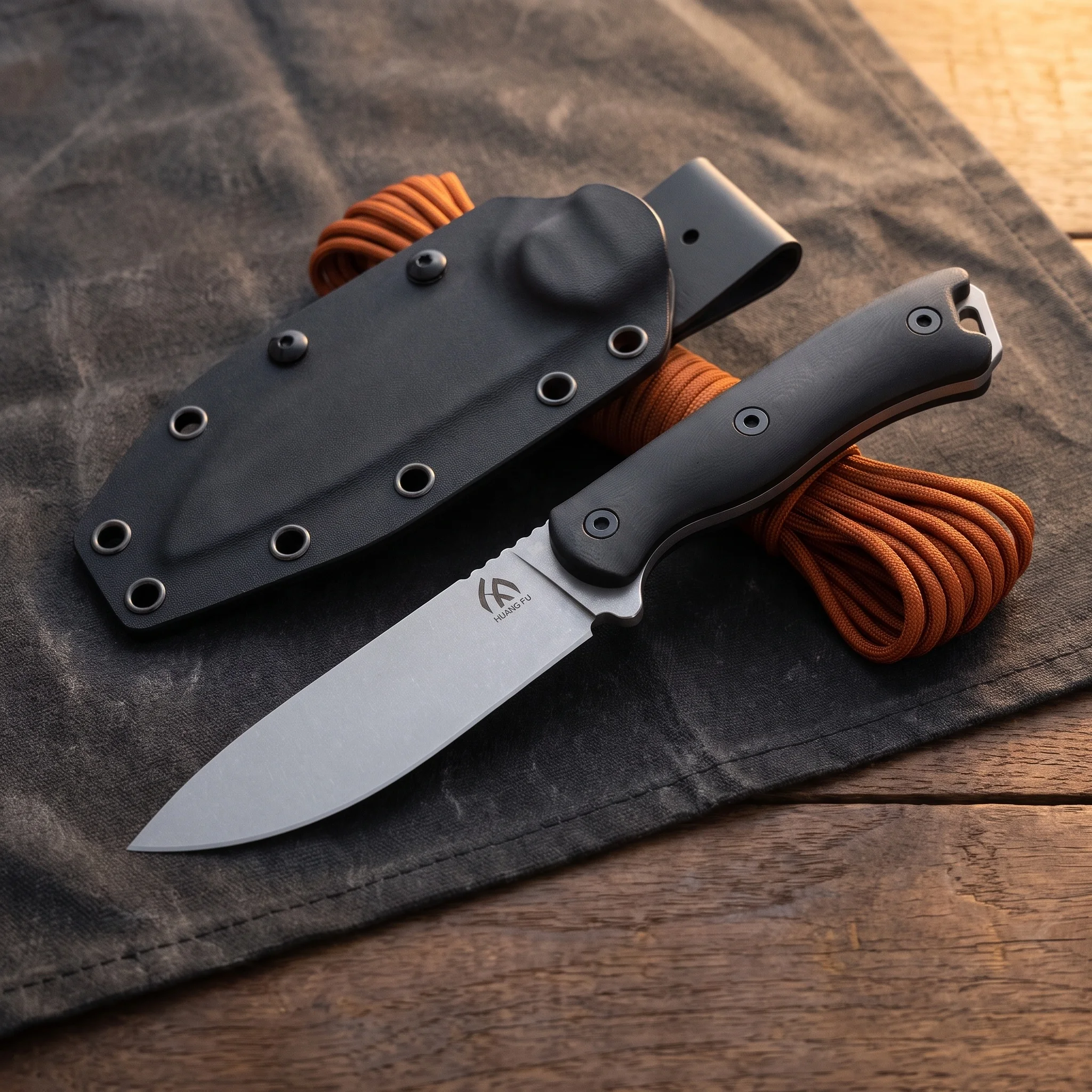 Exquisite Small Outdoor Knife for Wilderness Hiking Camping High Hardness Integrated Keel Rotatable Scabbard