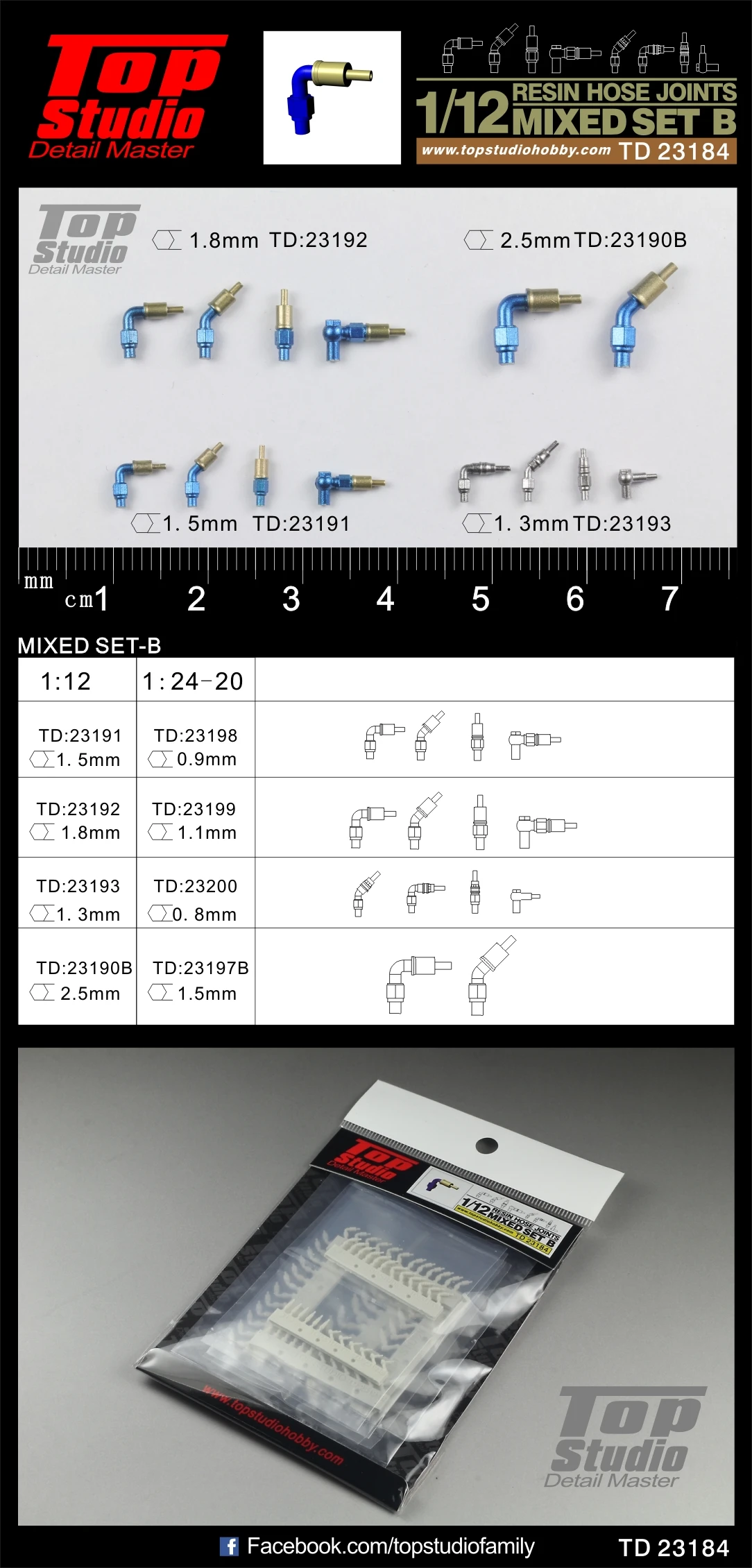 

Top Studio 1:12 Model Specific Resin Pipeline Joint Mixing Kit B TD23184 Modify and Assemble Model Accessories