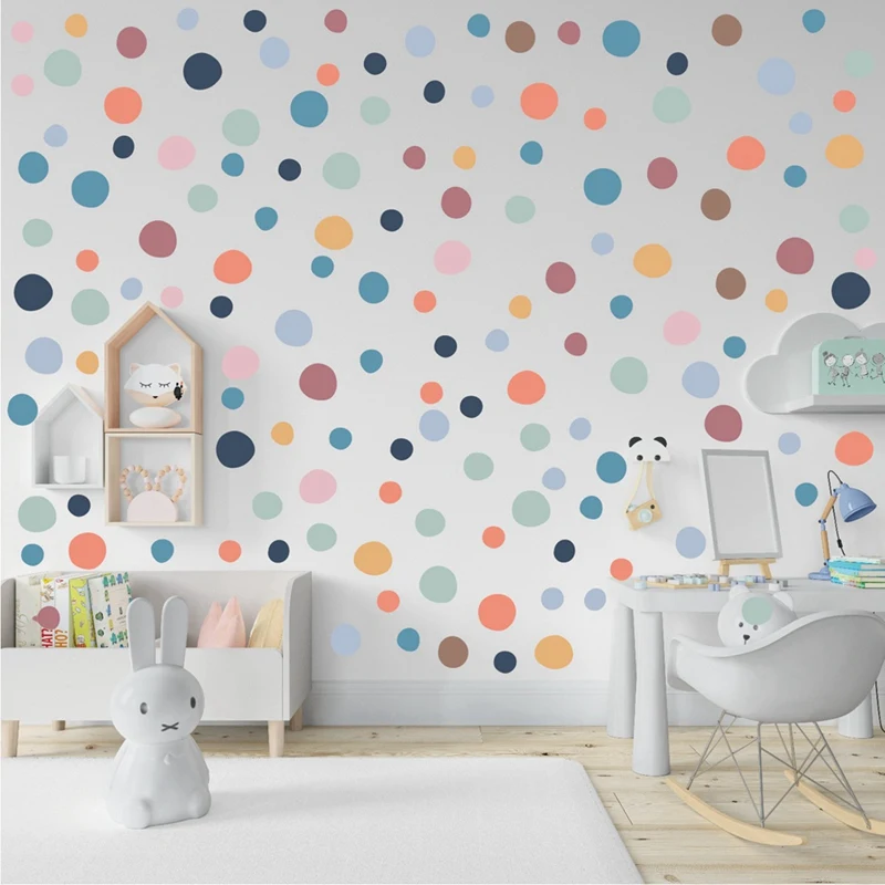 300Pcs Colorful Polka Dots Wall Stickers Rainbow Wall Stickers Decoration For Nursery Wallpaper Bedroom