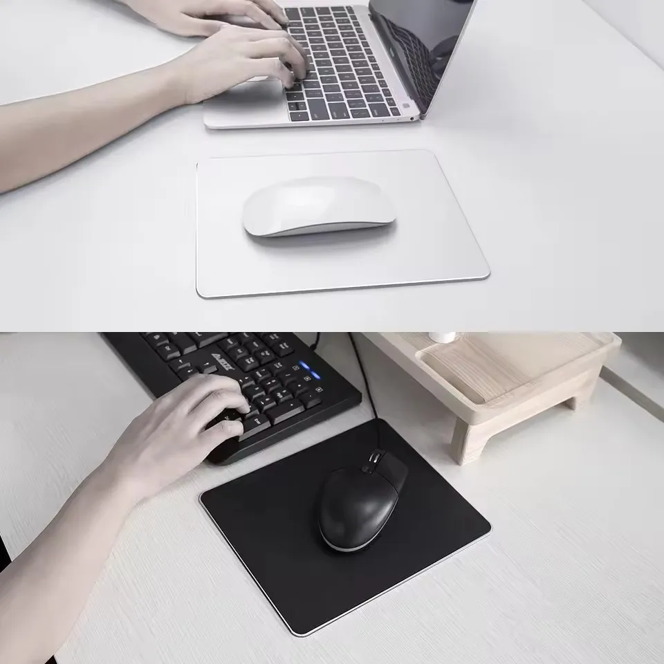 Aluminum Metal Mouse Pad Mat Hard Smooth Matte Thin Non-Slip Waterproof Fast and Accurate Control Mousepad for Office Home view 2