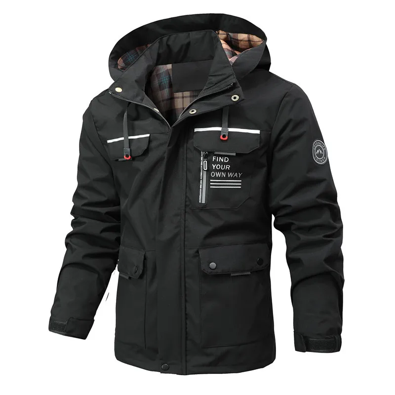 Men's Outdoor Sports Cross-Country Camping Soft Shell Jogging Leisure Trend Windproof Waterproof Fashion Plus Size Jacket M-6xl