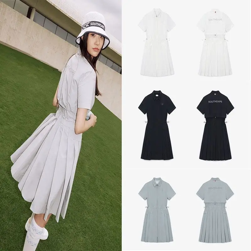 

Women's Golf Shirt with Collar Logo and Fitted Short-Sleeve Dress