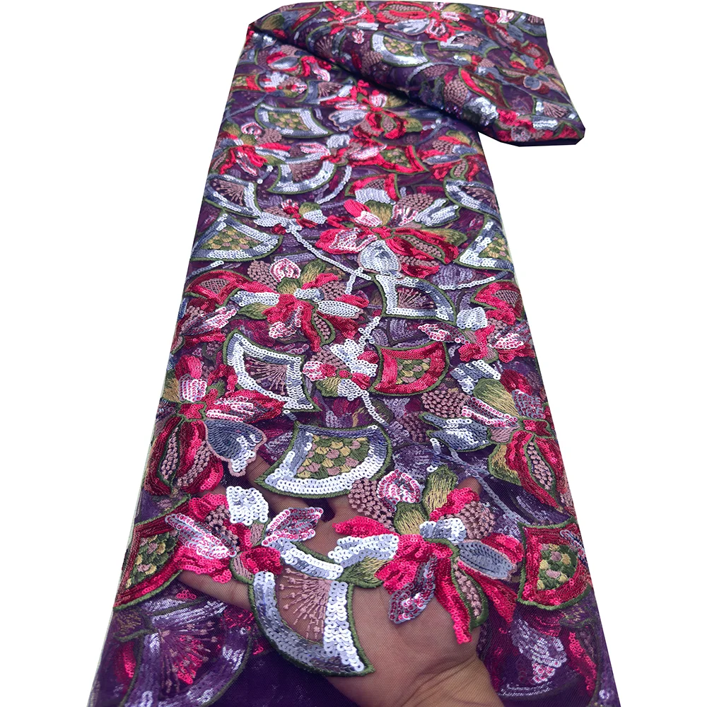 

High Quality Luxury French Tulle Sequins Net Lace Fabric African Sequins Lace Fabric For Nigerian Wedding Dress Party Sewing