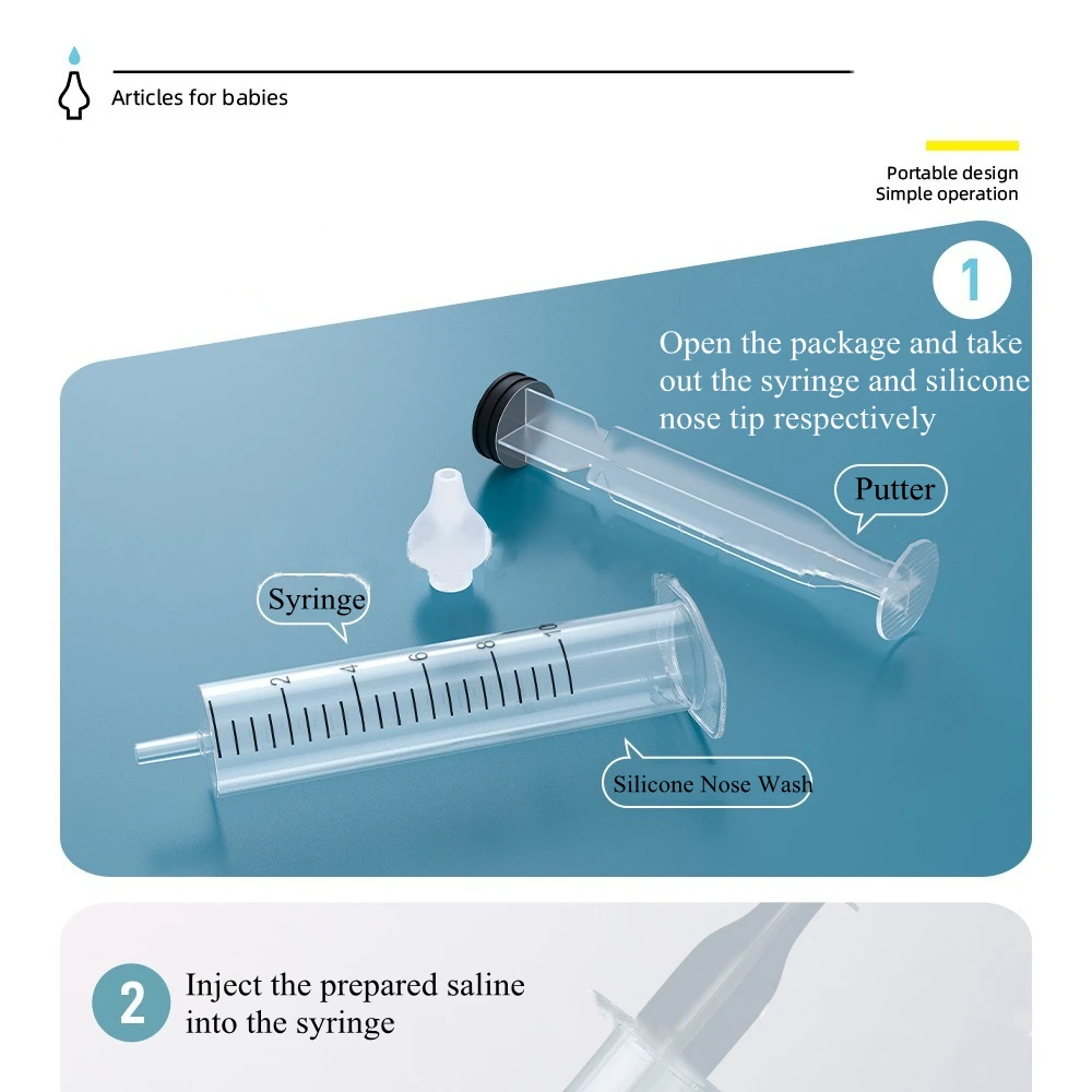 2 개/대 아기 코 깨끗한 바늘 튜브 유아 베이비 케어 비강 흡입기 클리너 10ML 아기 비염 비강 세척기