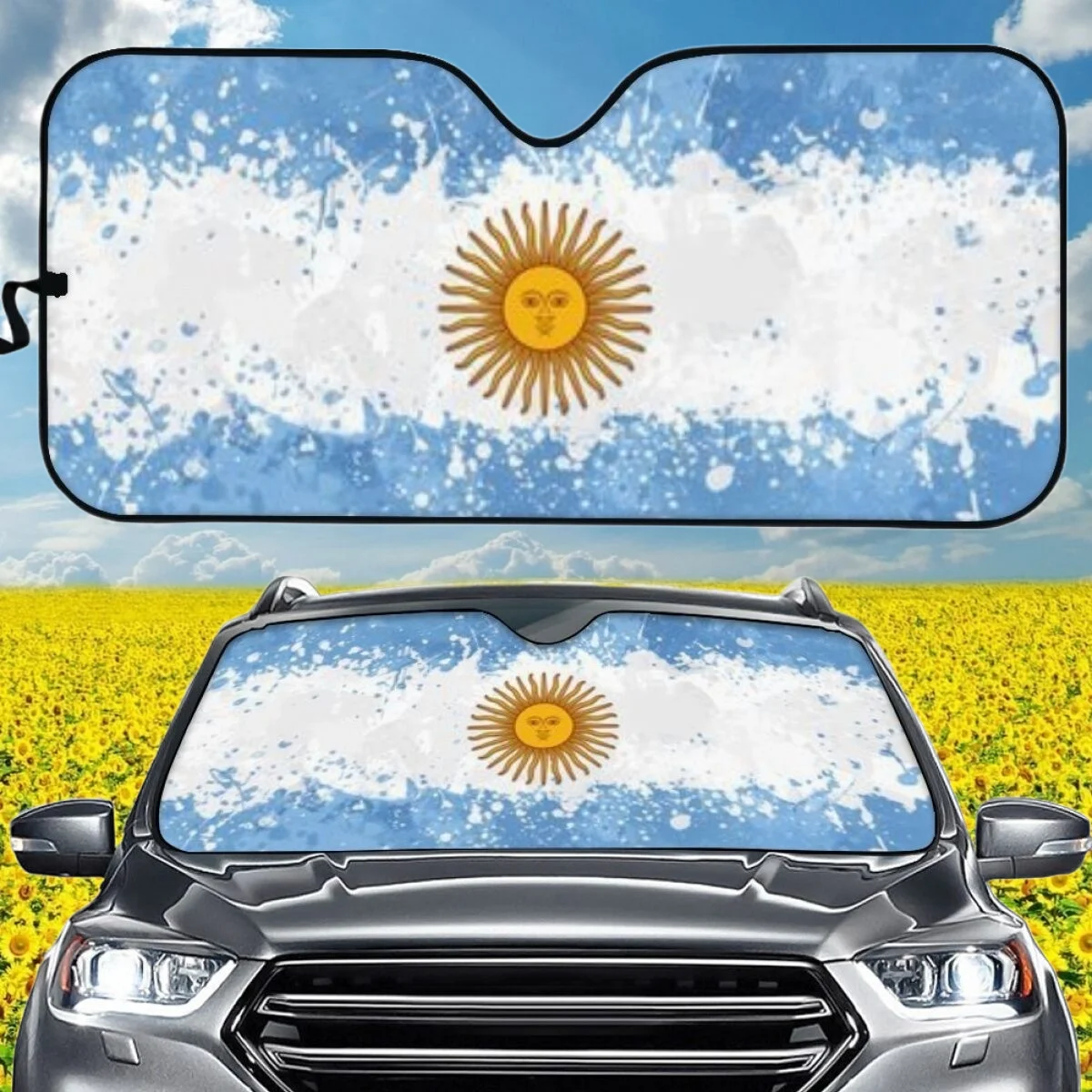 

Argentina Flag Splash Ink Sun Pattern Car Sun Shade High Quality Brand Design Interesting Anti-dirt Standard Windshield Covers