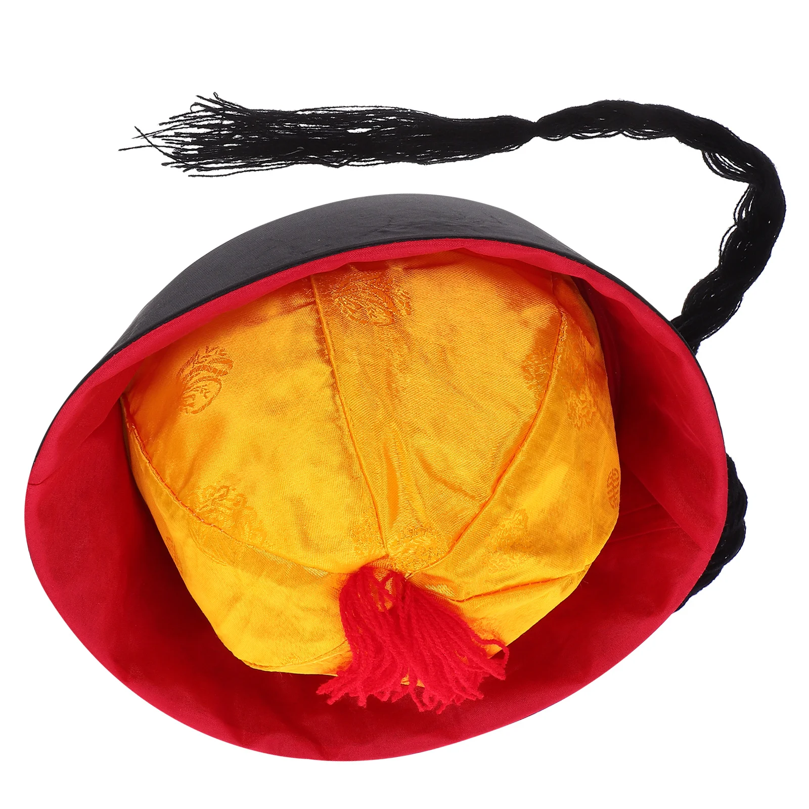 

Chinese Ponytail Royal Court Hat Qing Style Oriental Cosplay Party Performance Costume Accessory Traditional Decorative Hat