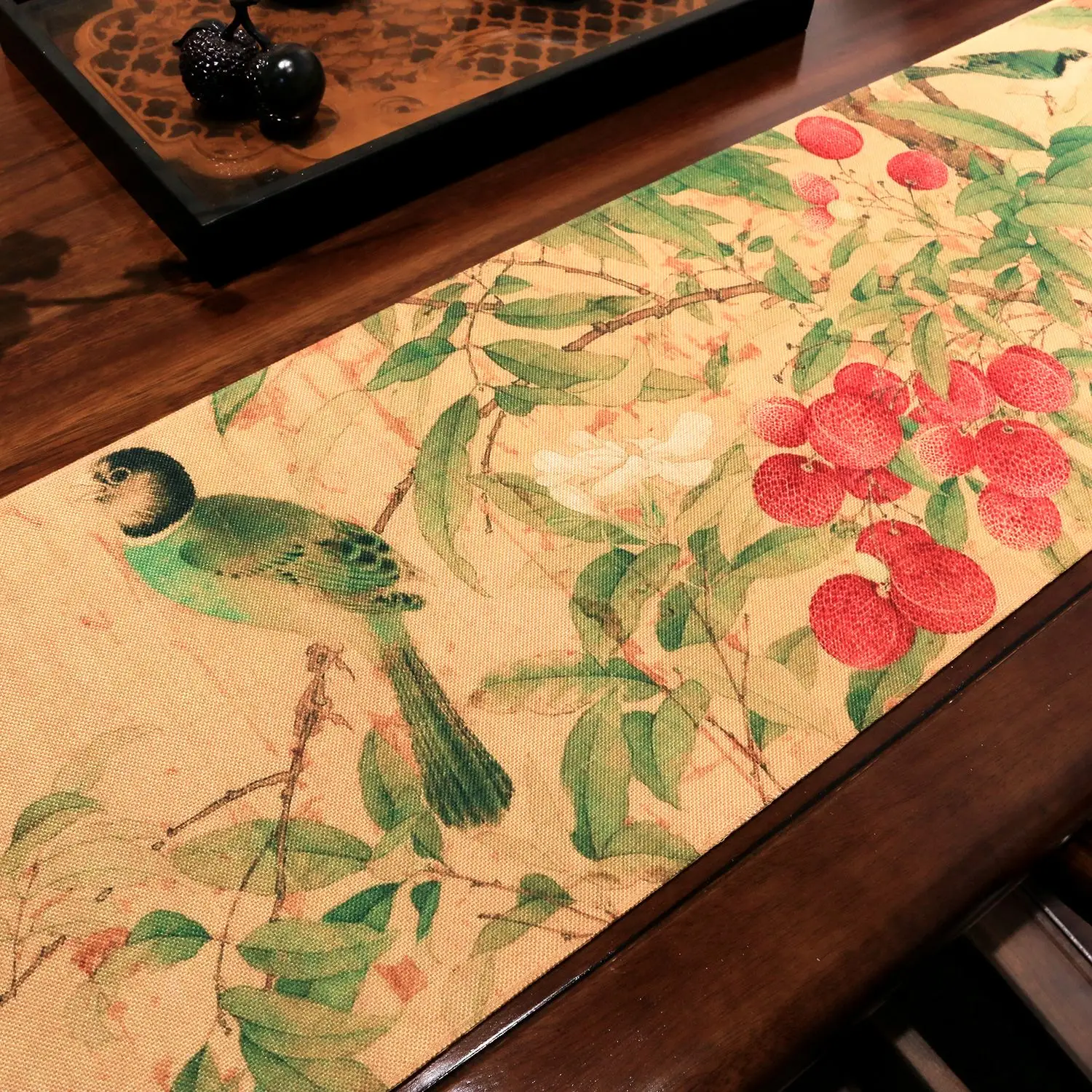 مفرش طاولة شرابة ليتشي من سلالة سونغ الإمبراطور Huizong-طقم شاي ثقافي صيني عتيق مفرش طاولة شاي علم شاي مقاوم للماء #4