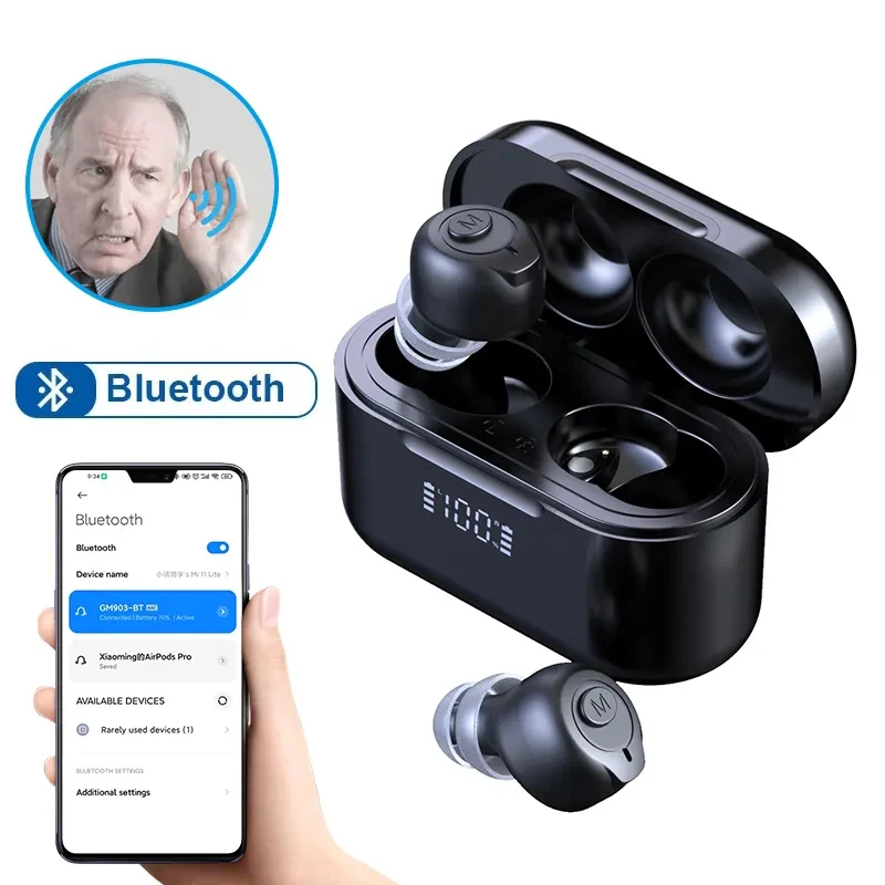 

New Hearing Aids With Bluetooth For Seniors Wireless Rechargeable Digital Display Hearing Aid For Severe Hearing Loss