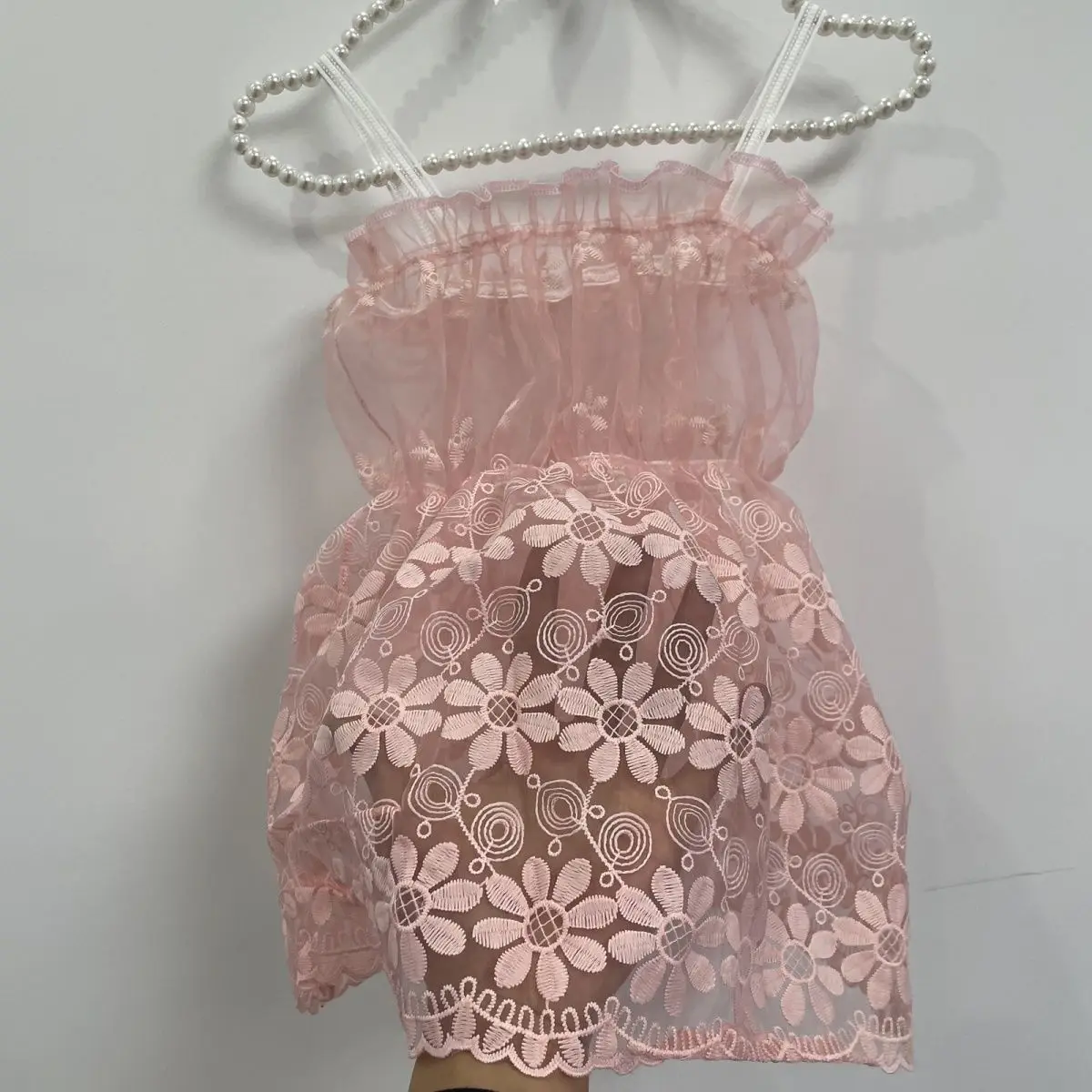 Organza Błyszcząca Męska Sukienka Sissy Przezroczysta Bielizna Siateczkowa Ramiączka Damska Babydoll Teddy Sukienka Fetysz Koszula Nocna Bielizna Plus Size