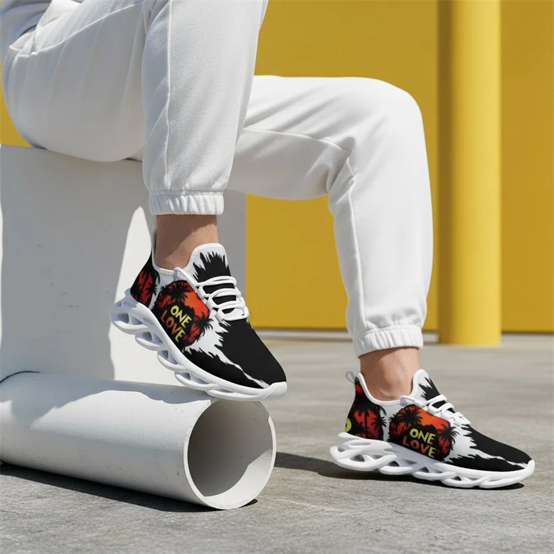 

Sneakers Artistic Print Design Breathable Mesh Walking Shoes Men Comfortable Casual Shoes Unique Color Lace Up Women Sneakers