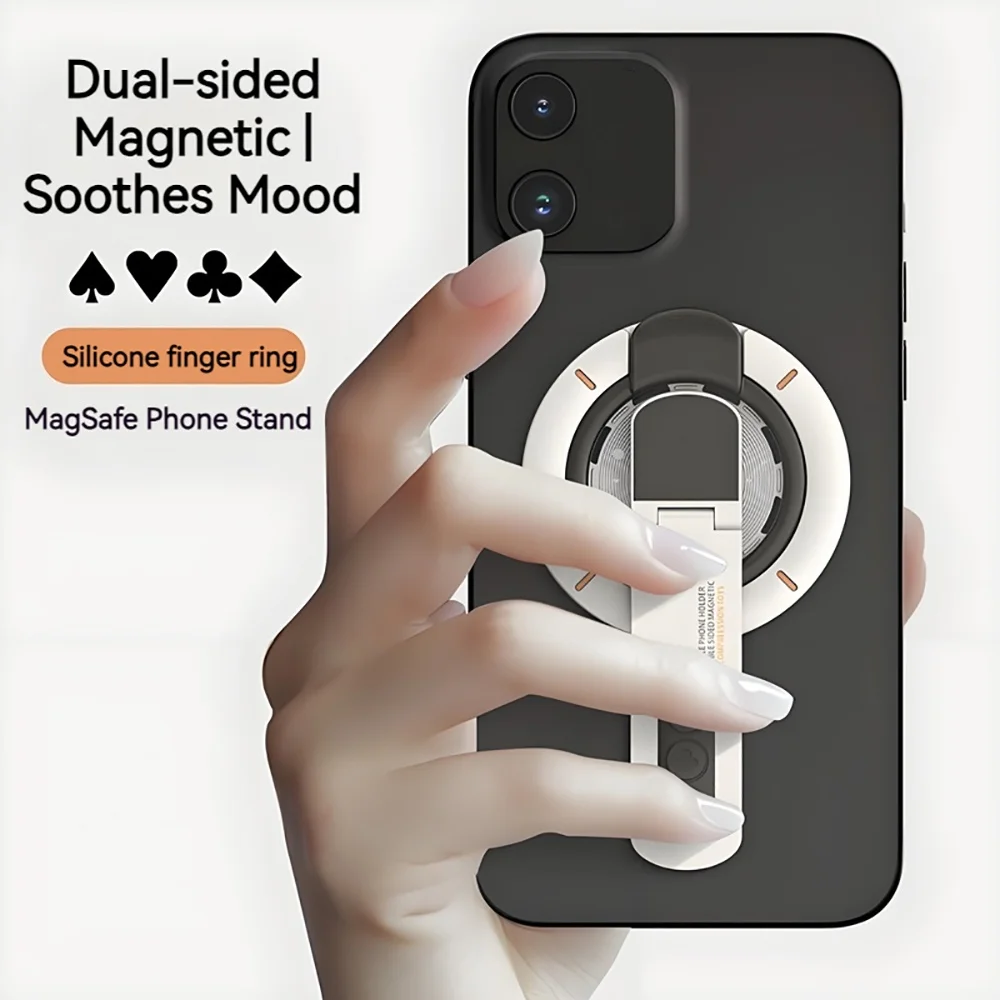 

Portable Multi-Function Phone Ring Holder 360° Rotating Desktop Stand Compatible with Multiple Phone Models Dual-Sided Magnetic