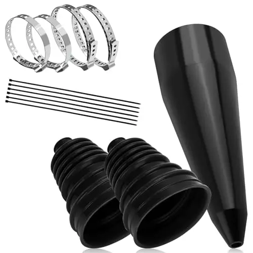

2-Piece Black Silicone CV Axle Boot Repair Kit With Expander, Metal Clamps, And Zip Ties For 2.41, 2.81, 3.43 Sizes