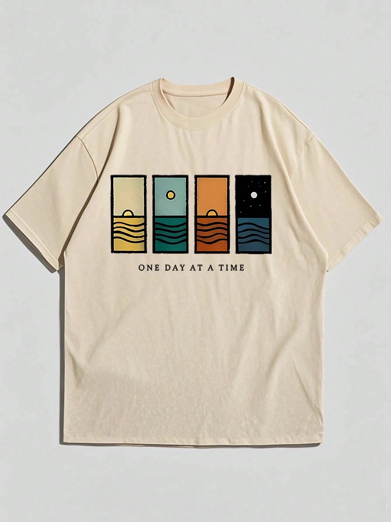 Summer 100% Pure Cotton Men's Fashionable Casual Loose Simple Graphic Print Round Neck Short Sleeved T-Shirt Versatile Top image 3
