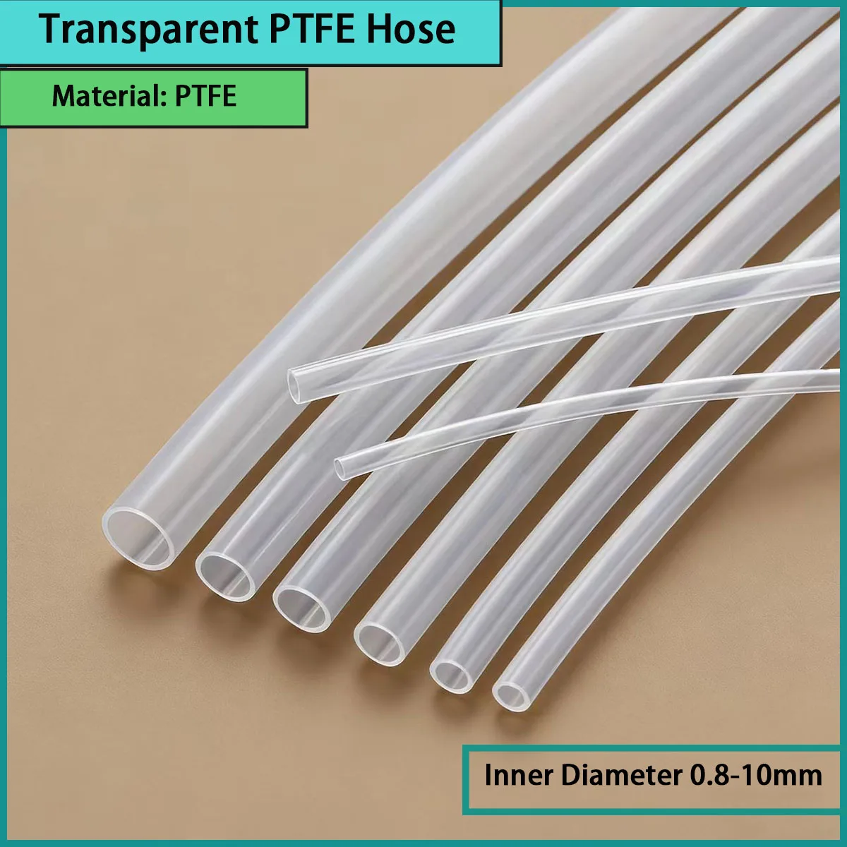 Transparent PTFE hose with an inner diameter of 0.8-10mm is used in chemical, medical, laboratory, and other industries