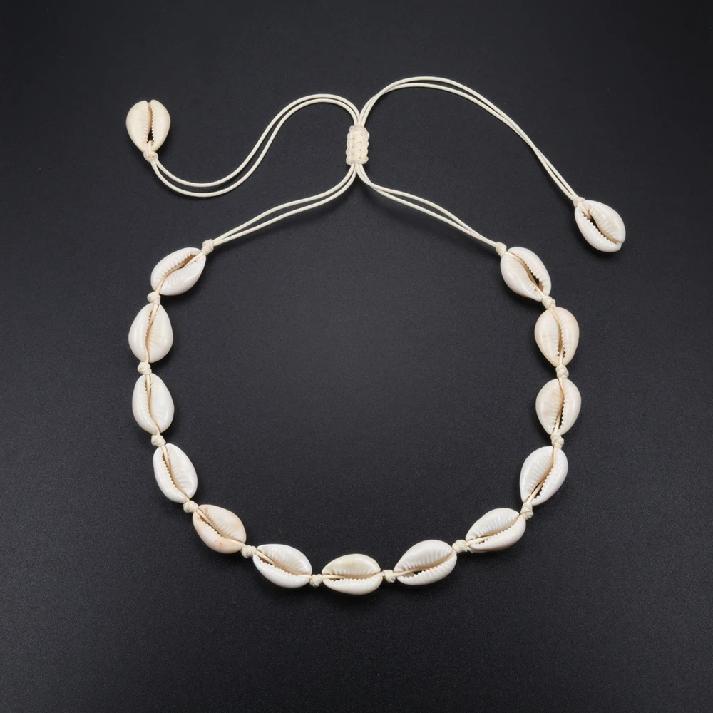 Quente concha concha colar feminino jóias verão praia concha gargantilha boêmio corda cowrie frisado colares artesanal colar feminino