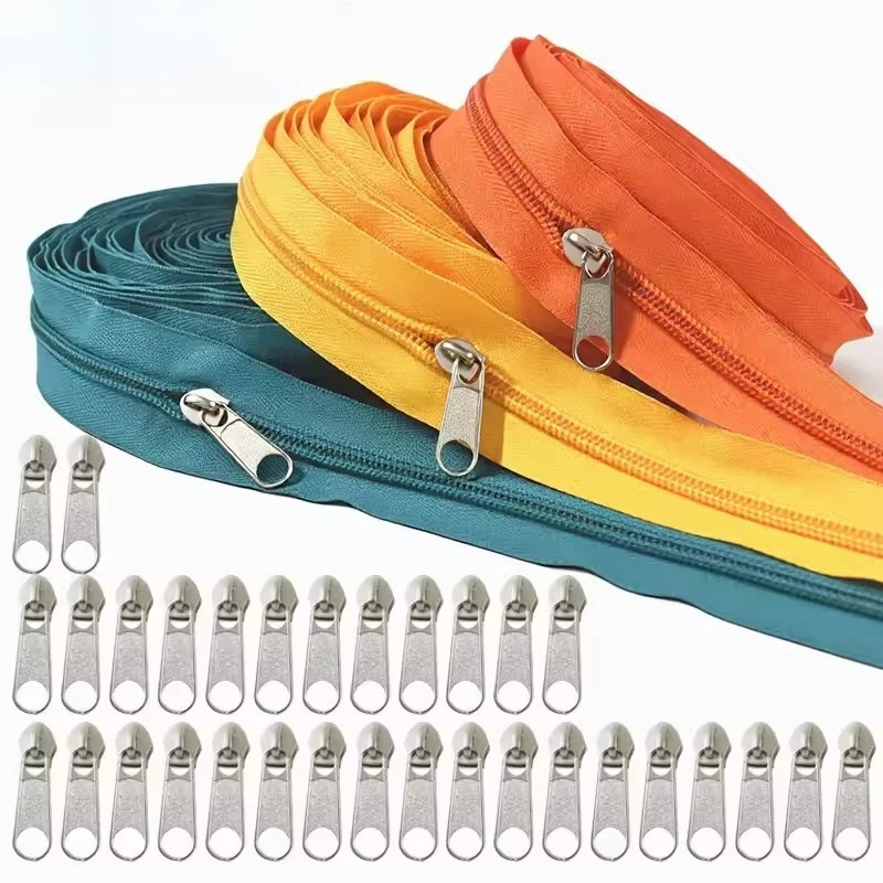 

5-20M 5# Nylon Zippers with Silver Slider Bags Clothing Sewing Zipper Closure Zips Puller Repair Kits DIY Garment Accessories