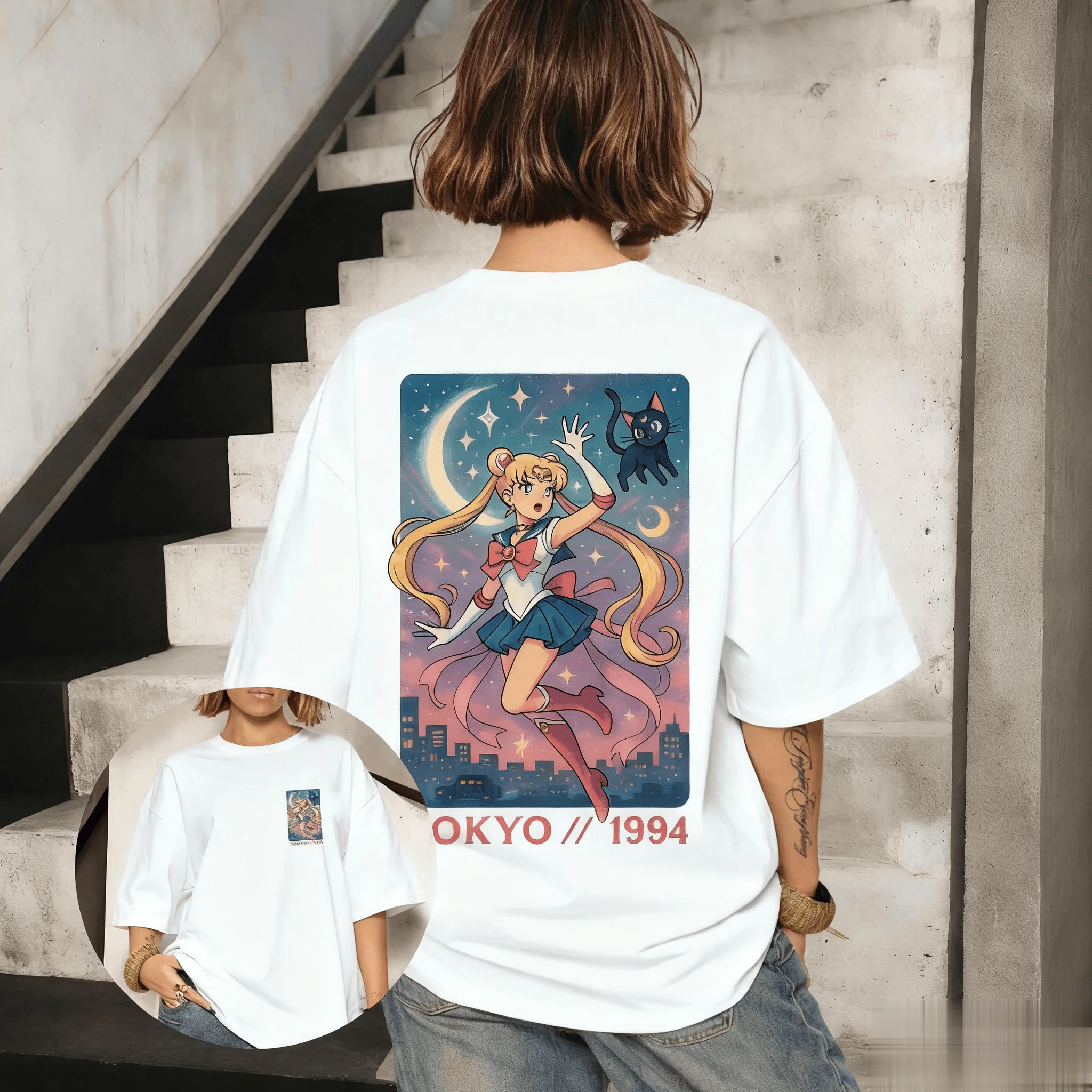 Sailor Moon Anime Grafik T-Shirt für Männer und Frauen Vintage Kurzarm-Shirt Lässige Streetwear Sommer Grafik-Top Y2k Kleidung 2026 Neu