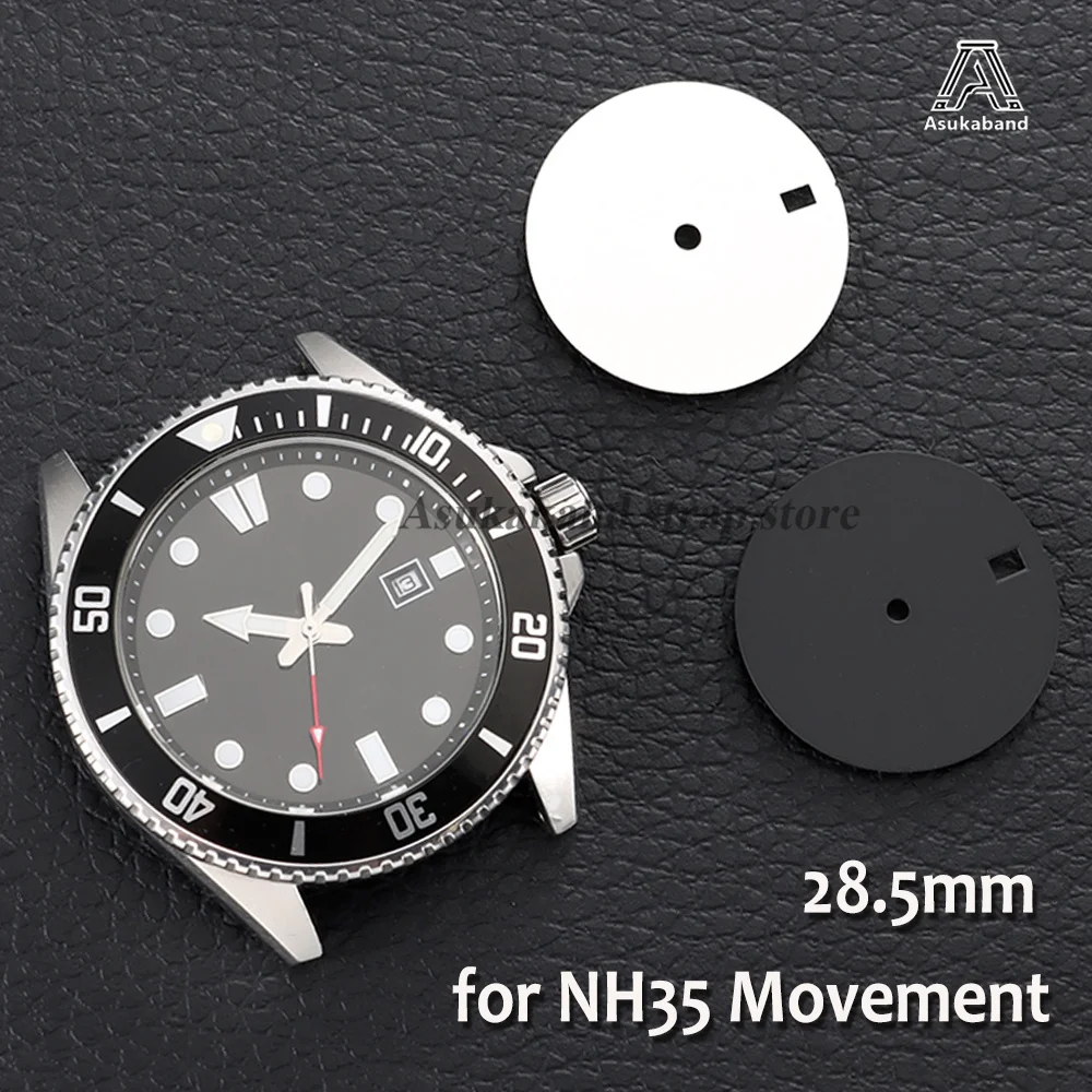 For NH35 dial Watch Dial 28.5mm Matte Watch Faces Black Color white for NH35 Movement Matt Golssy Watch Dial  Window Accessories