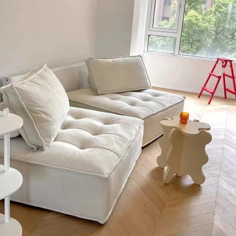 Cream tofu sofa, single minimalist technology cloth square module double group