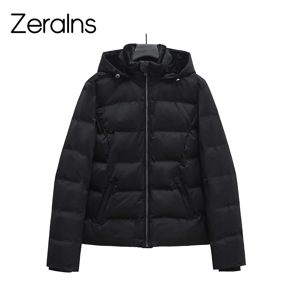 ZERAINS Winter Nieuwe vrouwen Veelzijdige Casual Naadloze Geperste Lijm Vakmanschap Katoen Gewaad Kap Dikke Jas Korte Jas