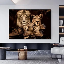 Modern Lion Family Wall Art Decoration Painting Canvas Print Posters Nature Tiger Mural Pictures for Living Room Home Decor