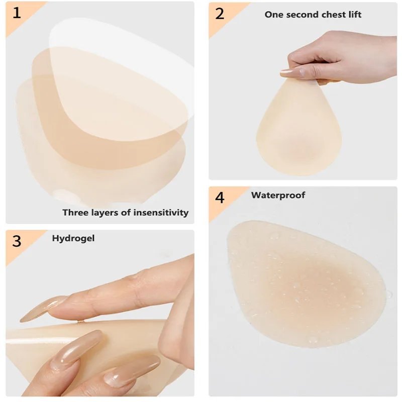 Waterdrop Invisible Bra Silicone Nipple Cover Bra Pad Strapless Breast Petals Chest Lifting Breast Pads Pasties view 2