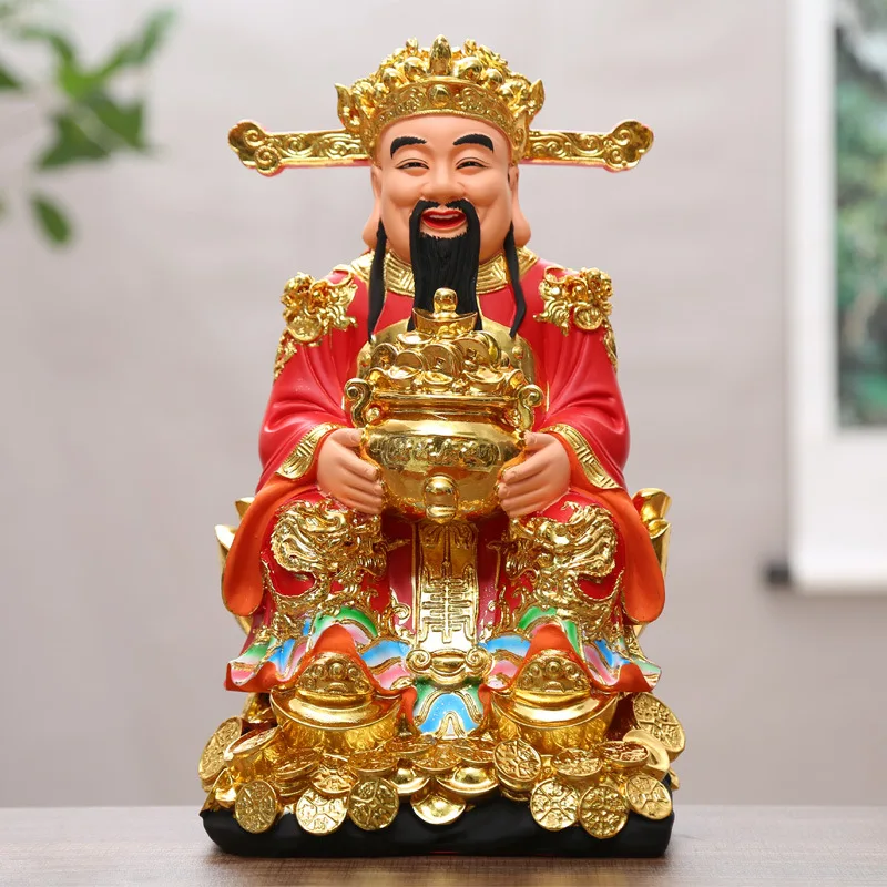 Household red-clothed God of Wealth Lucky Text God of Wealth Home Offering Store Opening God of Wealth Ornament Buddha Statue