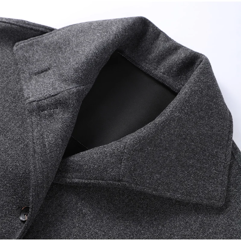 Vintage Damen Wollmantel mit Stehkragen, Einfarbig mit Taschen, Langarm Einreihige Jacke, Damenoberbekleidung Herbst Winter 2026 – Detail 2
