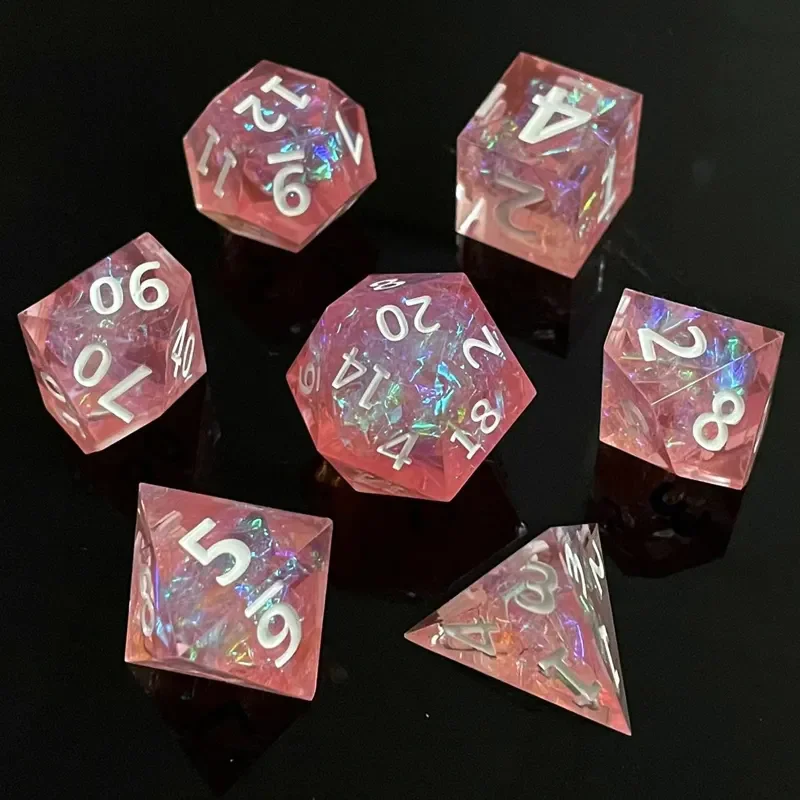 7PCS Resin Dices Set Multi-shape Sharp Polyhedron Mold Role Play Colorful Playing Toy Table Board Game for Kids Adult Home Decor
