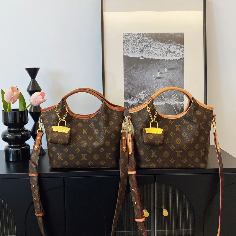 

2025 Vintage Print Bucket Bag, Chic Shoulder Purse for Women, Fashion Crossbody Tote, Minimalist Day-to-Night Bag, Textured