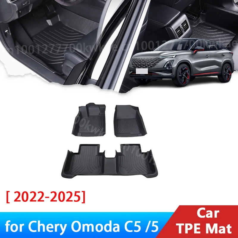 

LHD для Chirey Chery Omoda C5 Автомобильные аксессуары 5 E5 2022 2023 2024 2025 TPE Коврики для пола Водонепроницаемые задние грузовые вкладыши Коврики для ног