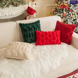 Christmas Embroidered Plush Pillowcase Super Soft Office Cushion Cover Living Room Sofa Pillow Cover Festive Home Decoration