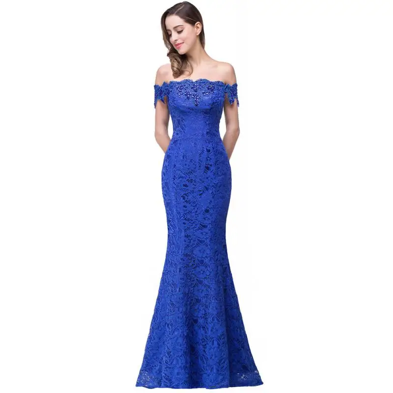 Hot Mermaid Lace Mermaid Long Bridesmaid Dresses Off-Shoulder Beading Elegant Formal Gowns for Wedding Party Prom Vestido