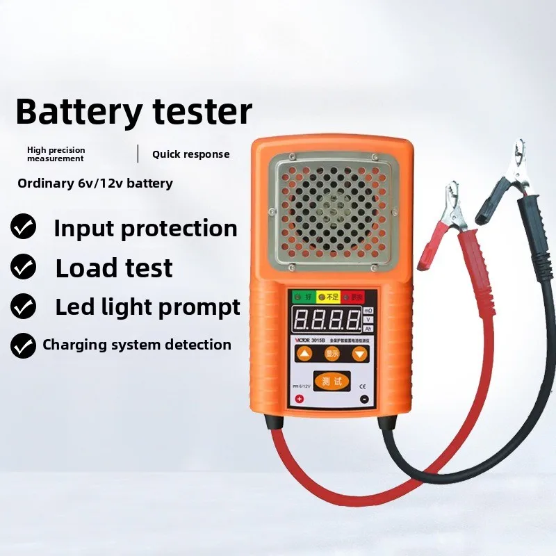 VC3015B Car Battery Tester, 6V/12V Lead‑acid Automotive Storage Battery Detector for Battery Life Test