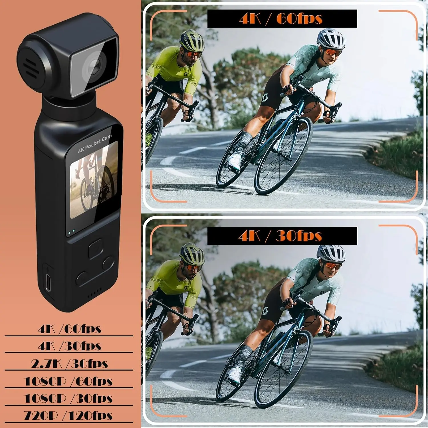 4K Body Camera with External Microphone, Mini Video & Audio Pocket Cam 270° Rotation Camera for Outdoor Sport, Bike, Travel, Pol - Image 4