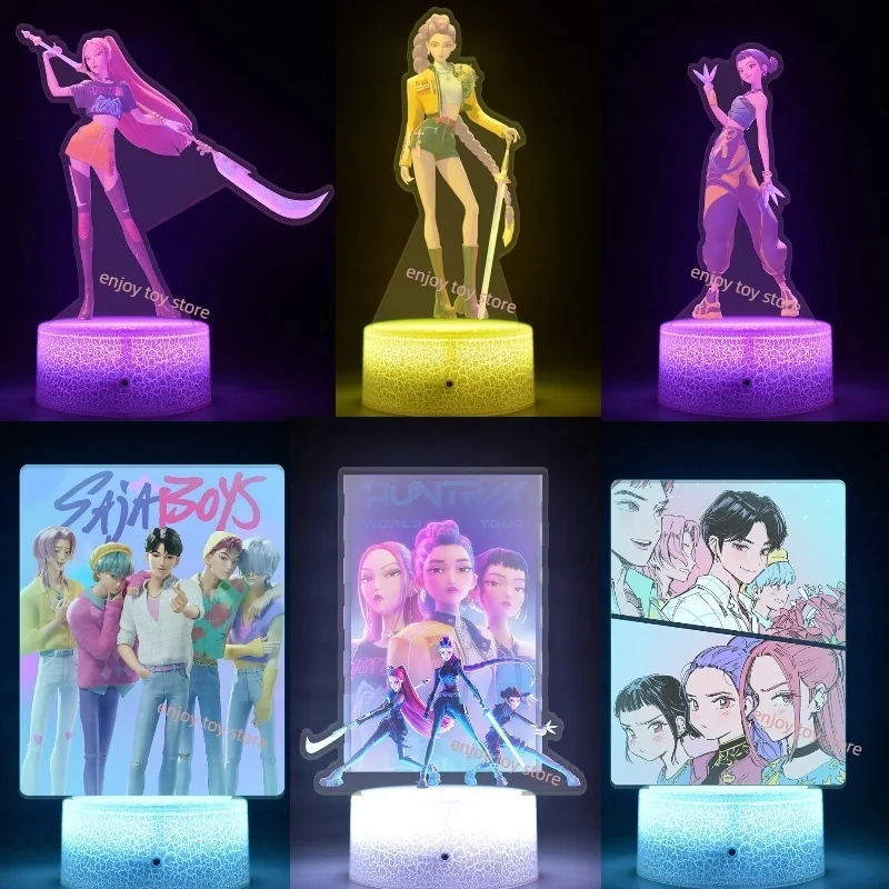

Anime KPop Demons Hunters Night Light Cute Merchandise Remote-Controlled 16-Color 3MM Transparent Light Sheet Night Light Gifts