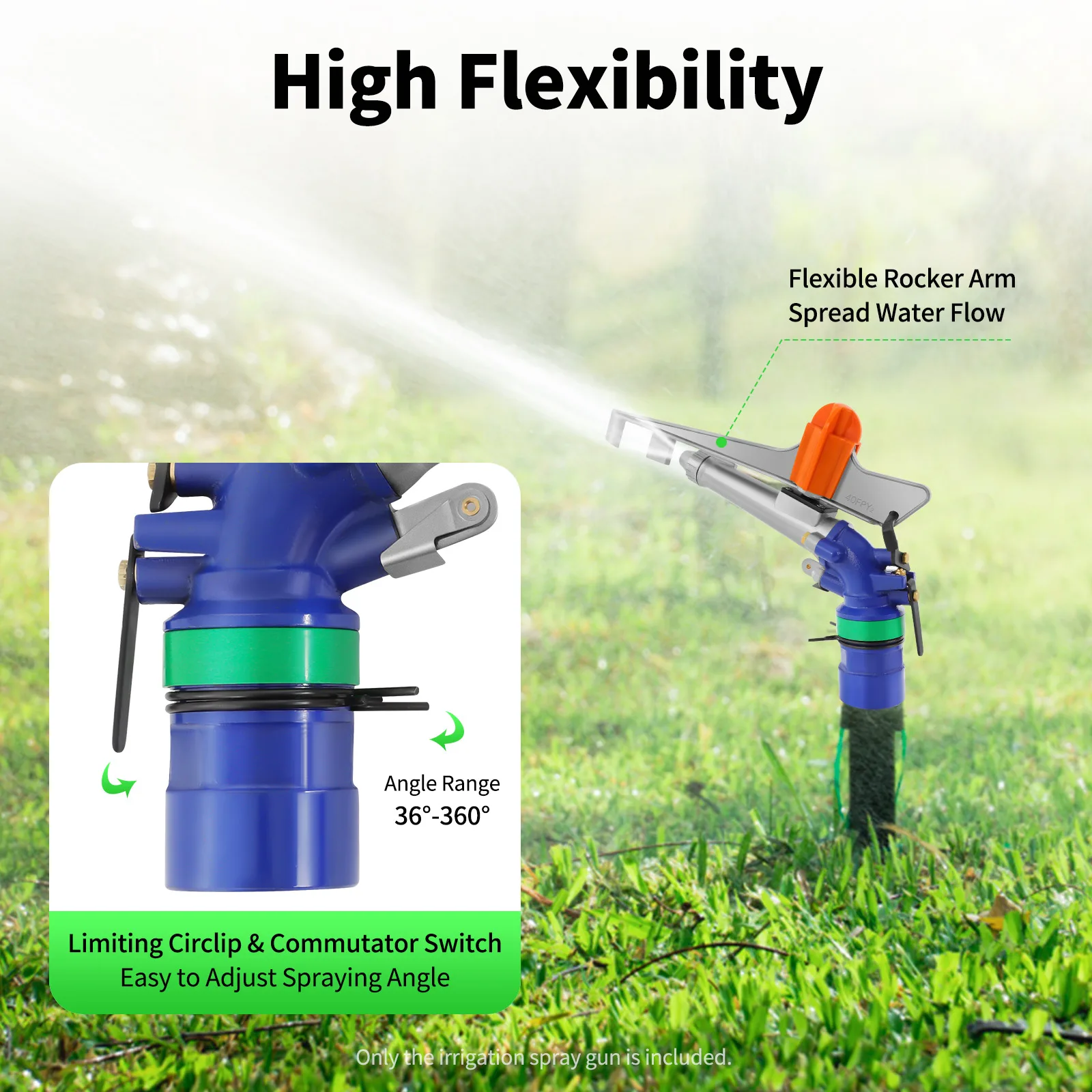 

Agricultural Irrigation Spray Gun Watering Sprinkler for Farms Adjustable Angle Irrigation Spray Tool for Lawns Greening ﻿ ﻿